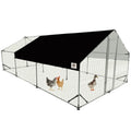 Chicken Runs for Yard with Cover, Metal Chicken Coop, Upgraded Anti-UV 180g/㎡ PE Cloth & 1.1mm Thickened PVC-Coated Hexagonal Chicken Wire Mesh & More Galvanized Steel Standpipes,19.7×9.8×6.4FT