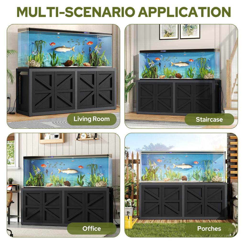 knoworld 125-150 Gallon Fish Tank Stand with Power Outlet, 71"×18.9" Tabletop, 3500LBS, Fits 125/150 Volumns Aquariums, Capacity, Heavy Duty Aquarium Stand & Terrarium Stand with Adjustable Shelf