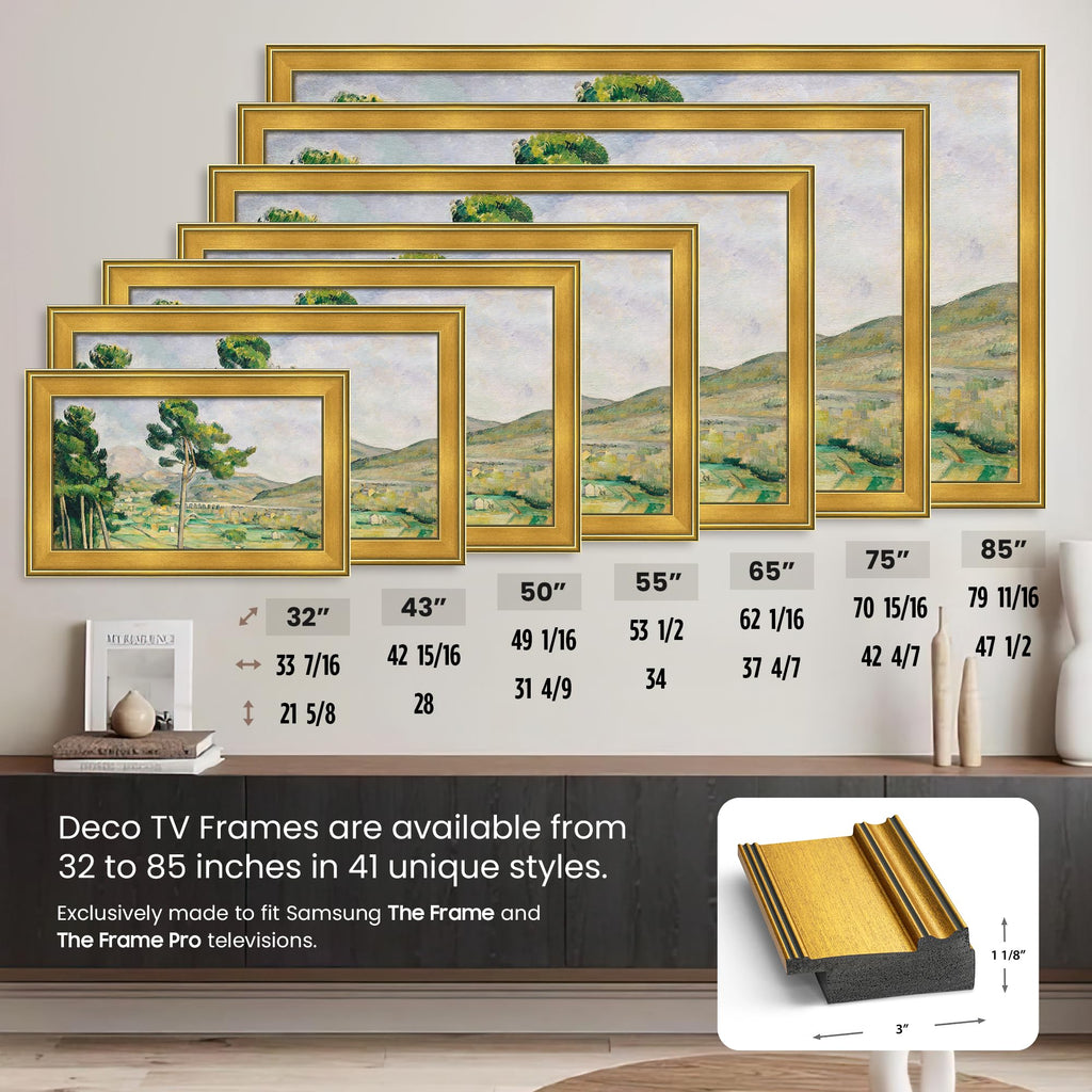 Antique Gold 55" Premiere Deco TV Frame - Compatible ONLY with Samsung The Frame TVs (Fits 2021-2026, LS03A, LS03B, LS03C, LS03D, LS03FA)