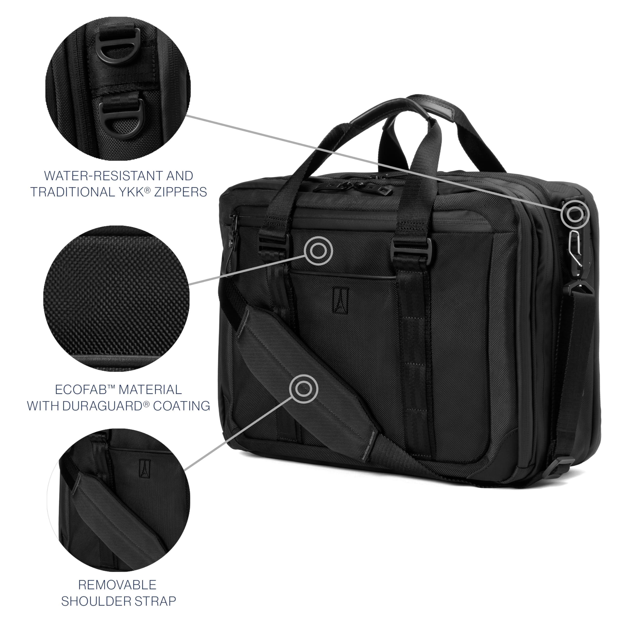 Travelpro Altitude Full Expansion Brief, Business Bag, 16 Inch Laptop, Work, Travel, Water Resistant, Men and Women, Jet Black