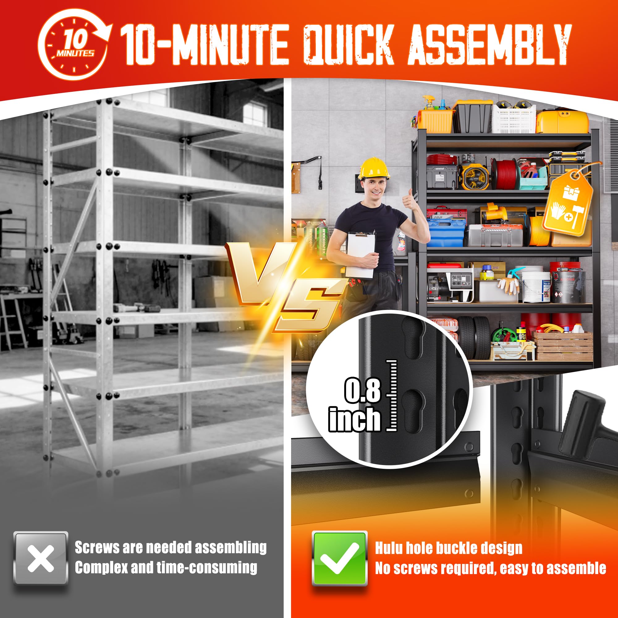 Set of 5 71"H Garage Shelving-5 Tier Garage Storage Shelves,Adjustable Heavy Duty Metal Shelving Unit and Storage Large Rack,Utility Steel Shelf For Warehouse Industrial Pantry Basement 32"Wx14"D