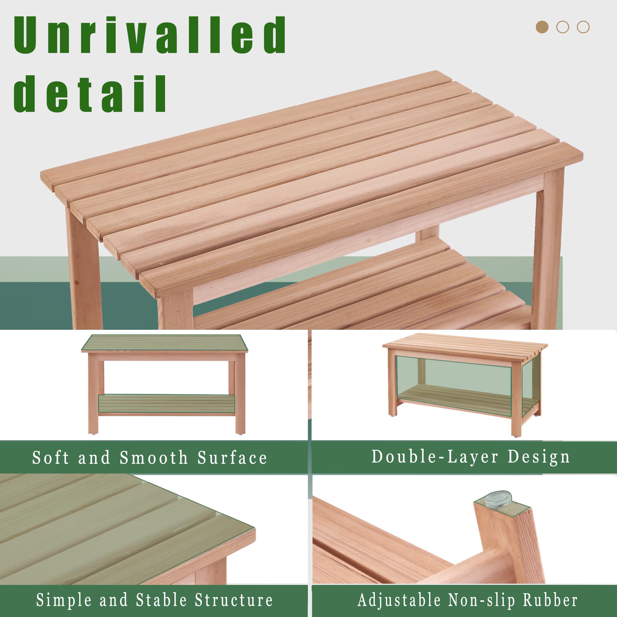 bingaai Western Red Cedar Sauna & Shower Bench 31.5" Fully Assembled – Strong, Durable, Soft-Touch, Insulating Cedar Wood Bench for Bathroom, Sauna, Indoor & Outdoor Use