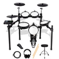 Coolmusic DD8 Electric Drum Set Electronic Kit with Mesh Head 8 Piece, Drum Throne, Sticks Headphone and Audio Cable Included, More Stable Iron Metal Support Set