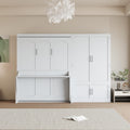 Merax Queen Size Murphy Bed Wall Bed with Closet and Wardrobe Storage for Bedroom,White