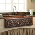 Signature Hardware 318918 32-3/4" Vine Design Farmhouse Single Basin Copper Kitchen Sink