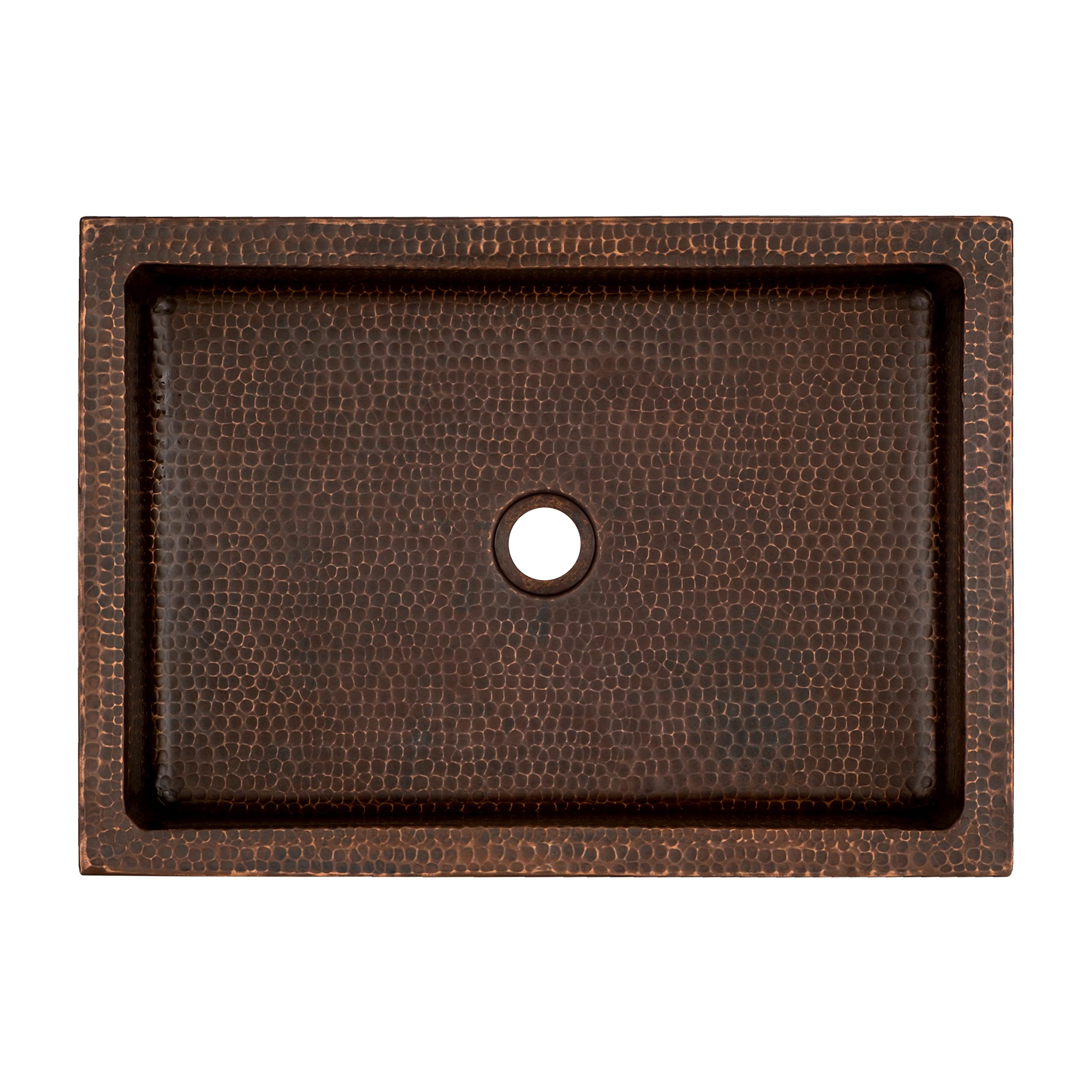 Premier Copper Products VREC20SK1DB 20" Rectangle Skirted Vessel Hammered Copper Sink