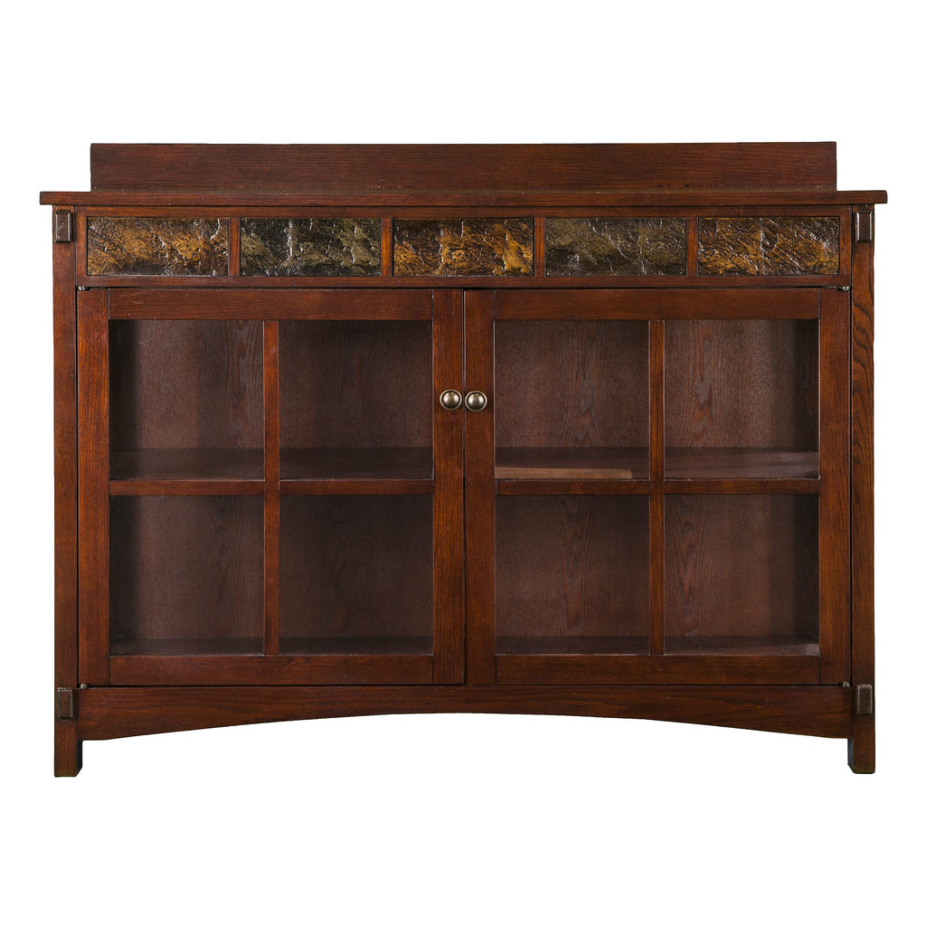 SEI Furniture - Camino Mission Faux Slate Sideboard And Display Curio - Transitional Design, Brown Finish - Ideal for Living Room, Dining Room (CM2900)