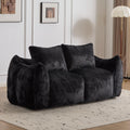 wisenook 75.2" Giant Bean Bag Chair for Adults, Ultra Soft Fluffy Loveseat Bean Bag Sofa, Oversized Floor Sofa for Living Room Bedroom, Cozy Reading Chair with 2 Pillows and Filler, Black