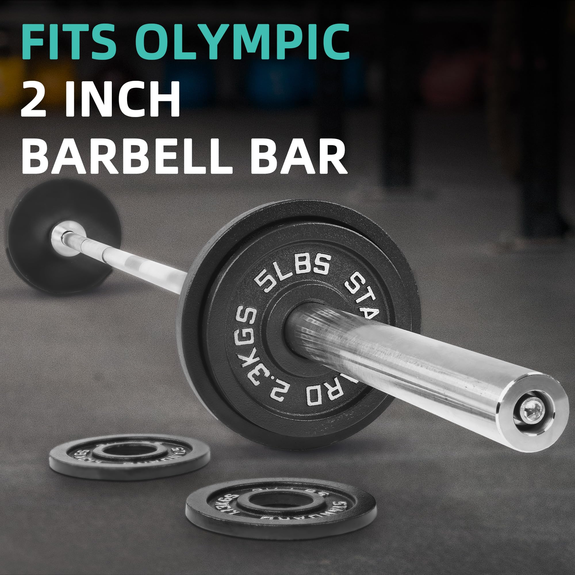 Fitvids 2 Inch Olympic Barbell Weight Plates Set, 255 LB(2.5-45 LB) Barbell Weight Set for Home Gym Strength Training, Deep Grip Edge