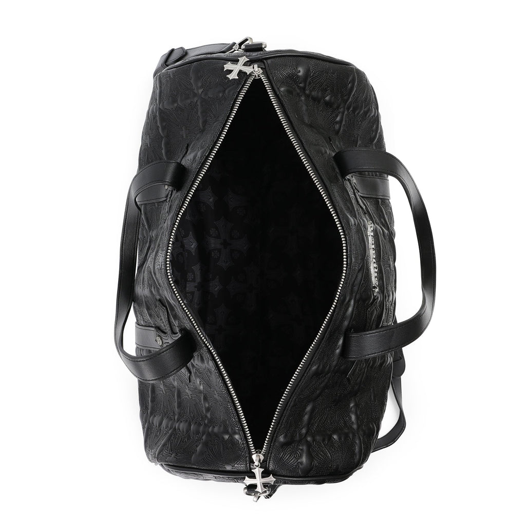 Von Dutch Embroidered Chopper Duffle Bag, Vegan Leather Weekender with Crossbody Strap & Handles