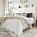 Allewie King Size Upholstered Bed Frame with Charging Station & Storage Headboard, Soft Velvet Wingback Platform Bed, Strong Wooden Slats Support, No Box Spring Needed, Easy Assembly, White