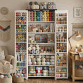 Furnivio Craft Cabinet with Storage - 71" Sewing Cabinet with LED Lights, Adjustable Shelves, Hobby Storage Cabinet for Craft Room, Food Pantry Cabinet for Kitchen, Dinning Room or Living Room