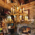Fayelight Antler Chandelier Lighting,Large 2-Tier Deer Rustic Farmhouse Chandelier Light Fixtures for Dining Room Living Room Kitchen Island Bedroom Entryway Foyer (10+5 Lamp Arms + 3 Arms)