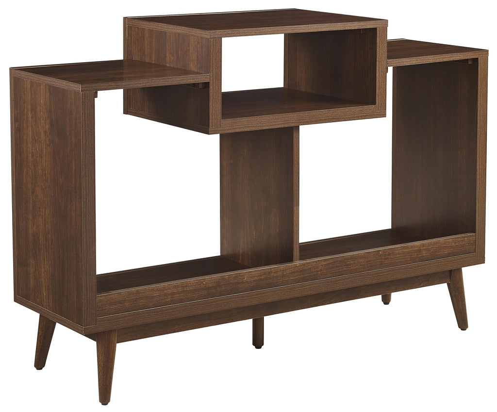 Crosley Furniture Nashville Mid Century Modern Console Record Player Stand, Stores Up to 220 Vinyl Records, Medium, Brown