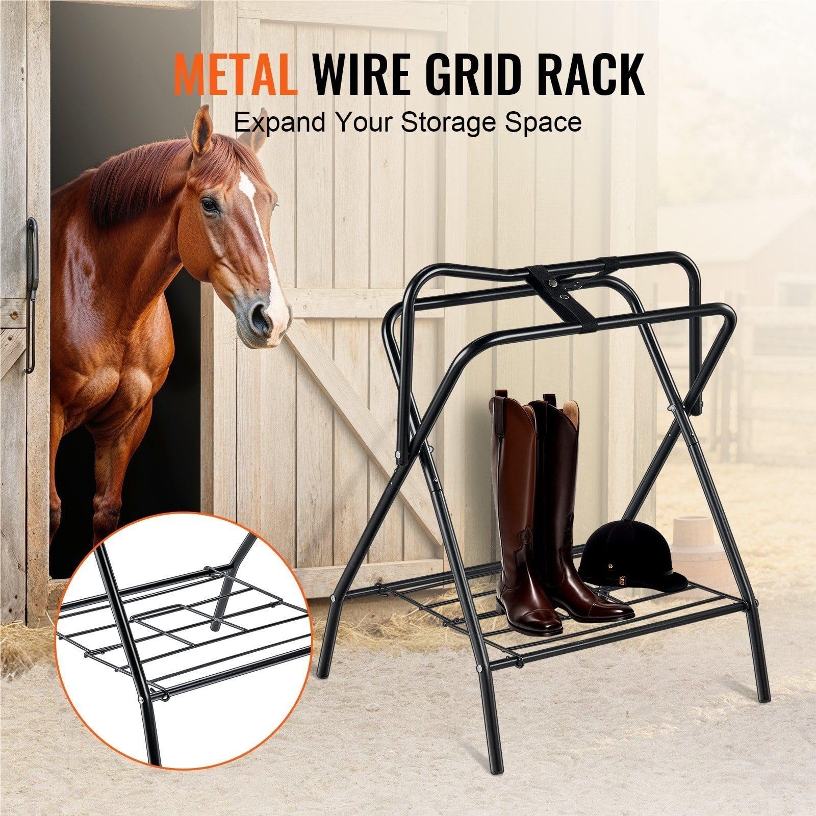 CHYLMAPHEN 1pc Folding Saddle Rack Portable Freestanding Horse Saddle Stand 132 LBS for Horses Blanket Stall Supplies Accessories
