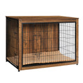 DWANTON Dog Crate Furniture with Cushion, Wooden Kennel Table with Double Doors, Indoor Dog House, Extra Large, 43.3" L, Warm Brown