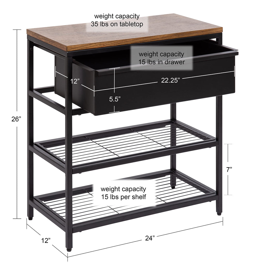 Kate and Laurel Randall Decorative Storage Table, 24 x 12 x 26, Natural Wood and Black, Decorative Casual Industrial Modern Multi-Use Storage