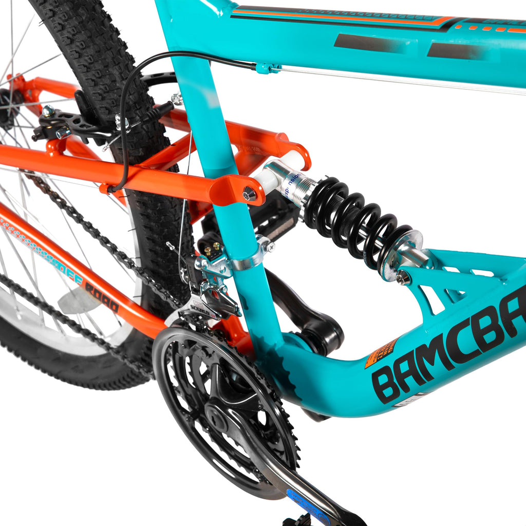 HH HILAND Full Suspension Mens Mountain Bike, 18 Speed, 26 Inch Wheel, Dual V Brake Bike for Men Womens Adult Bicycle