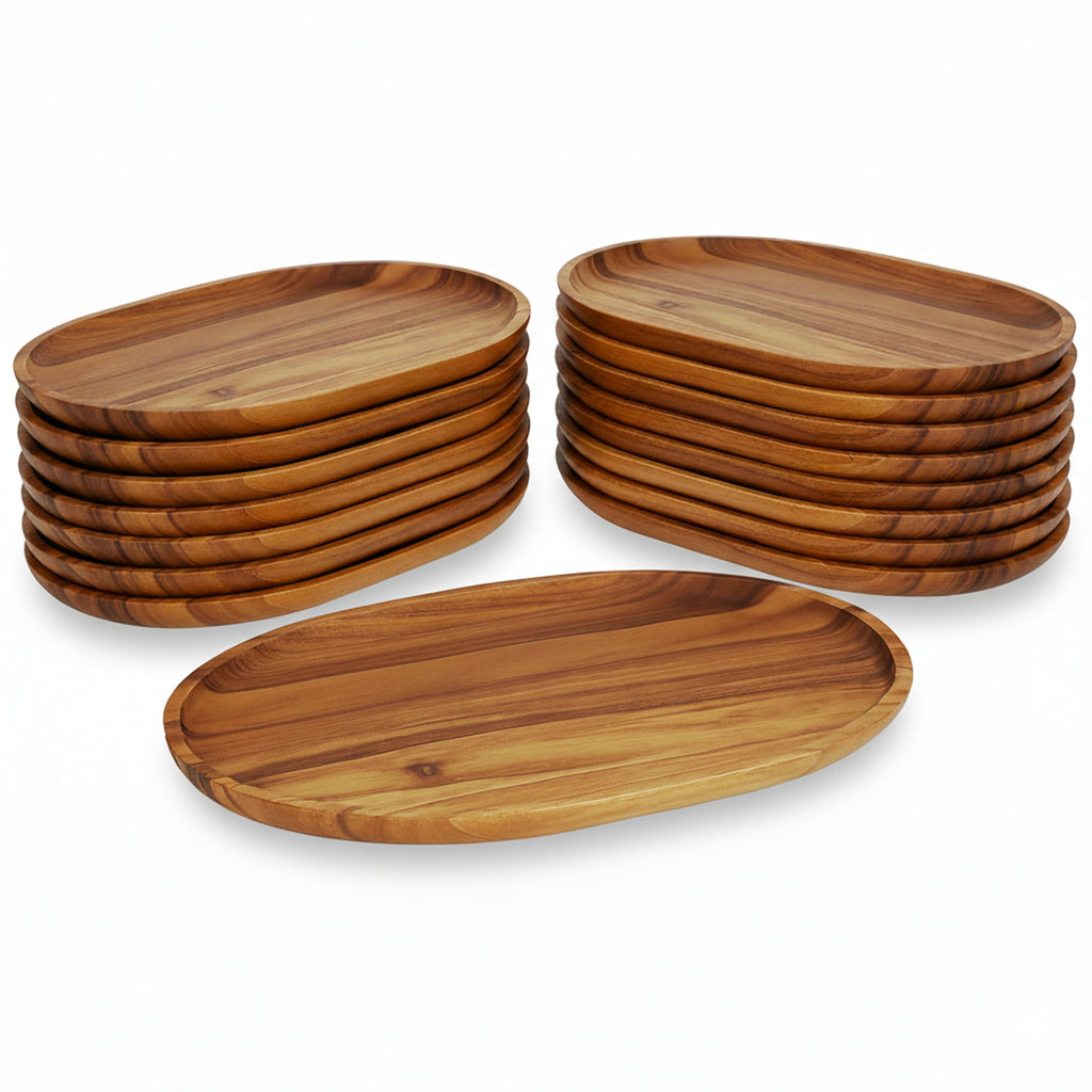 Woodard & Charles 15-Inch Acacia Oval Tray, Large - Pack of 16