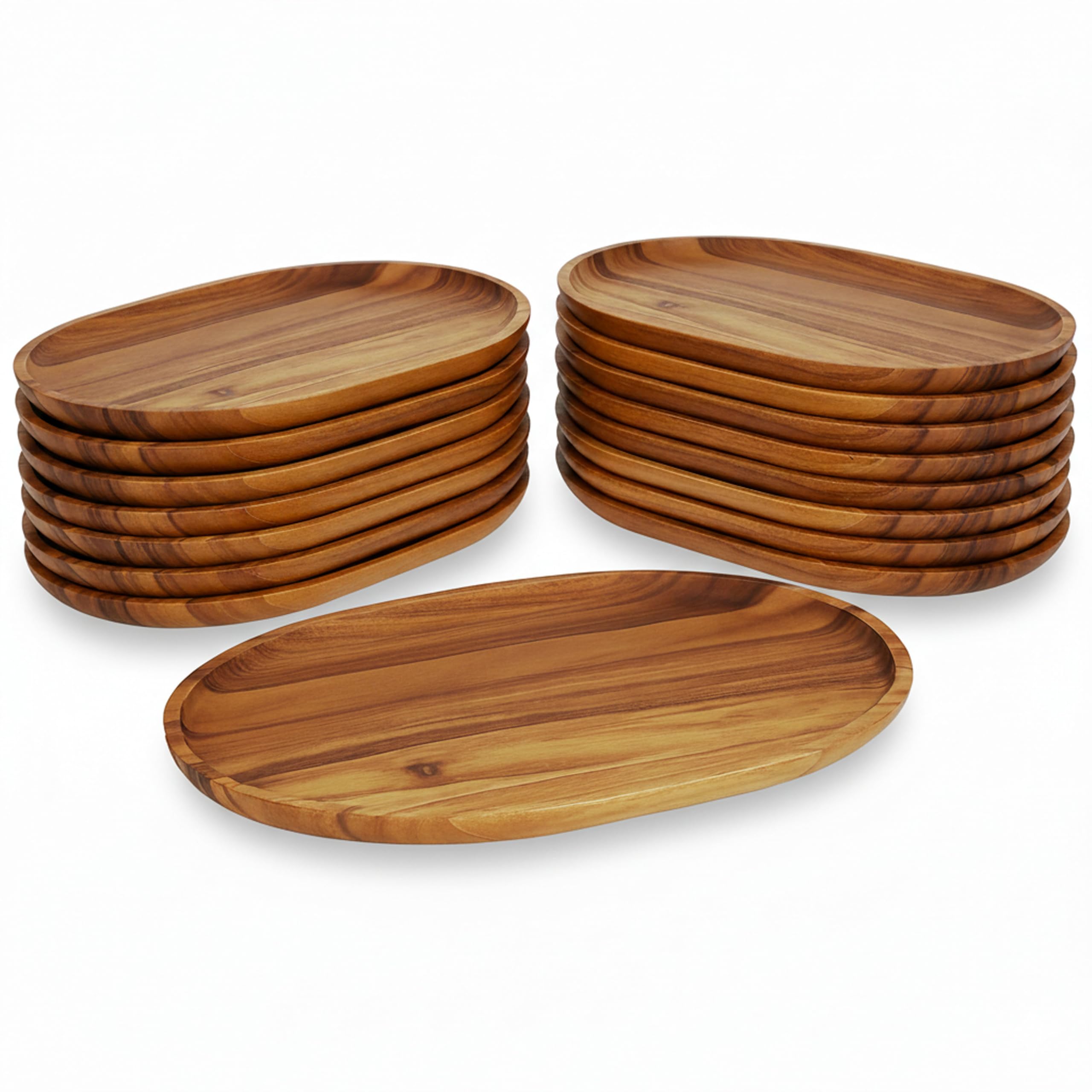 Woodard & Charles 15-Inch Acacia Oval Tray, Large - Pack of 16