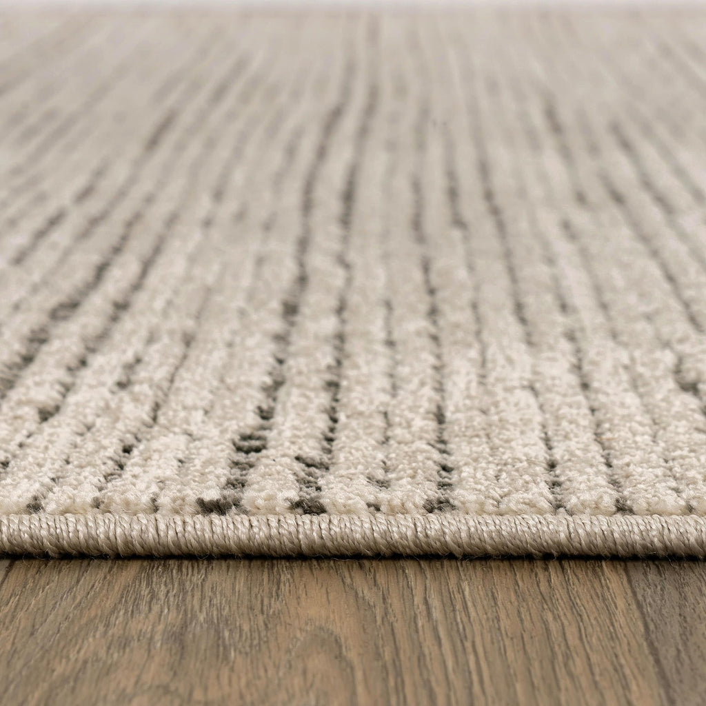 Rugshop Textured High-Low Indoor Area Rug, Neutral Stripe Design, Jute Backing, Living Room Bedroom Kitchen Rug, Easy-Care Spot Clean, 7'10" x 10' Beige/Gray