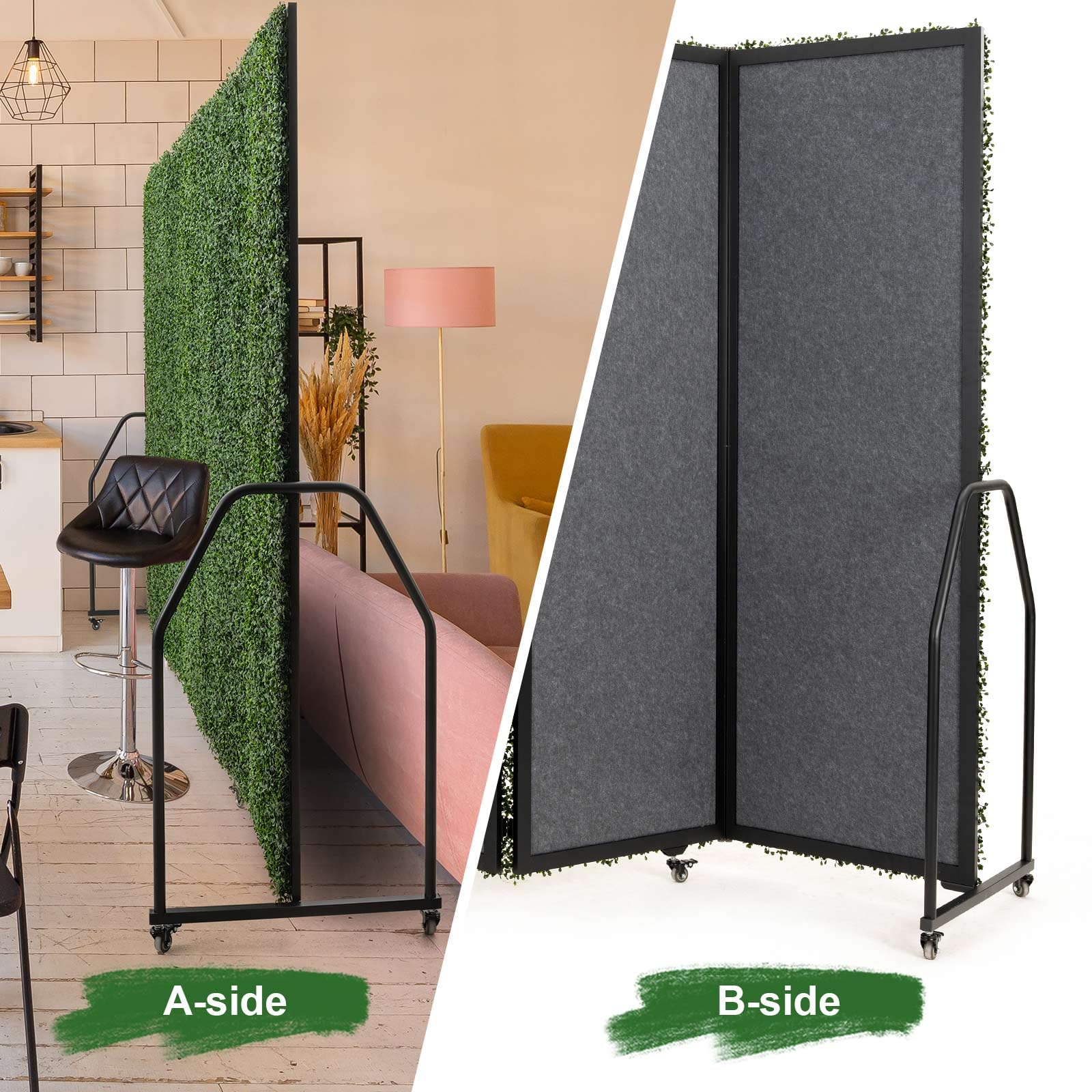 Artigwall 5 Panel Boxwood Backdrop, Room Divider with Artificial Hedge, Foldable Freestanding Privacy Screen, Faux Greenery Wall Partition for Home Office, Indoor & Outdoor Decorative Screen