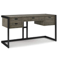 SIMPLIHOME Hampden SOLID ACACIA WOOD Modern Industrial 60 Inch Wide Desk in Weathered Grey, For the Office Desk, Writing Table, Workstation and Study Table
