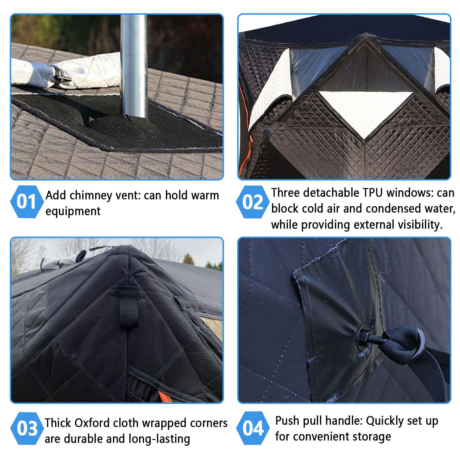 WACLMOTAKE 70.8x70.8x78'' Outdoor Sauna Tent, 3-5 Person Steam for Dry Sauna, Pop Up Ice Fishing Tent, Windproof Warm Portable Ice Shanty with Anchors/Ropes/Carrying Bag Sauna-Tent-2.1m