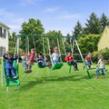 Sportspower Park Ridge Metal Swing Set for Ages 3-8, 2 Swings, Standing Swing, Roman Glider, Teeter Totter, 5ft Slide, 6.1ft Durable Steel Frame, Anchor Kit, 800lbs