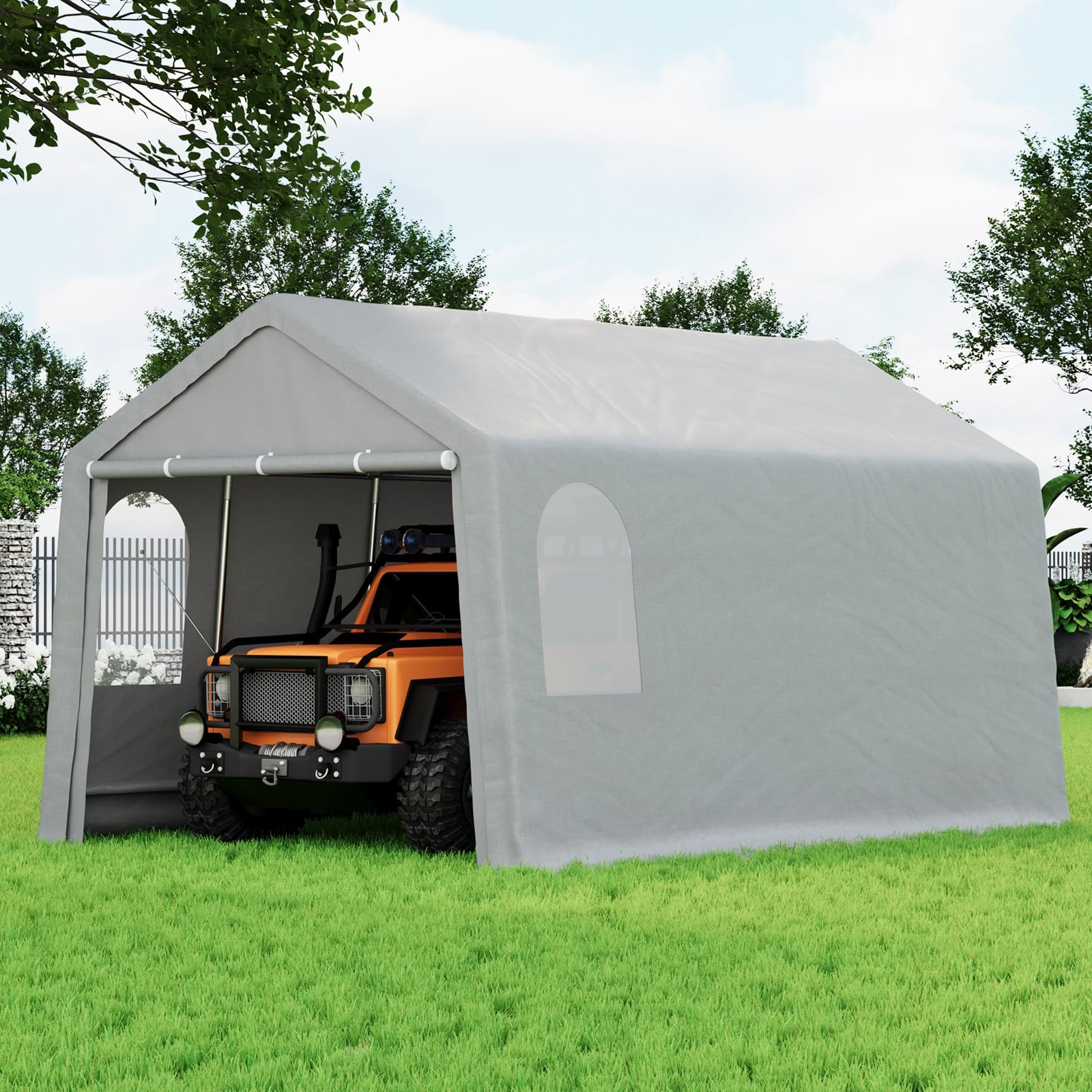 13×20 ft Outdoor Storage Sheds, Portable Storage Shelter Shed with Roll up Zipper Doors & Vents, Waterproof Outside Utility Shed Garage Tent for Motorcycle, Bicycles and Camping Tools