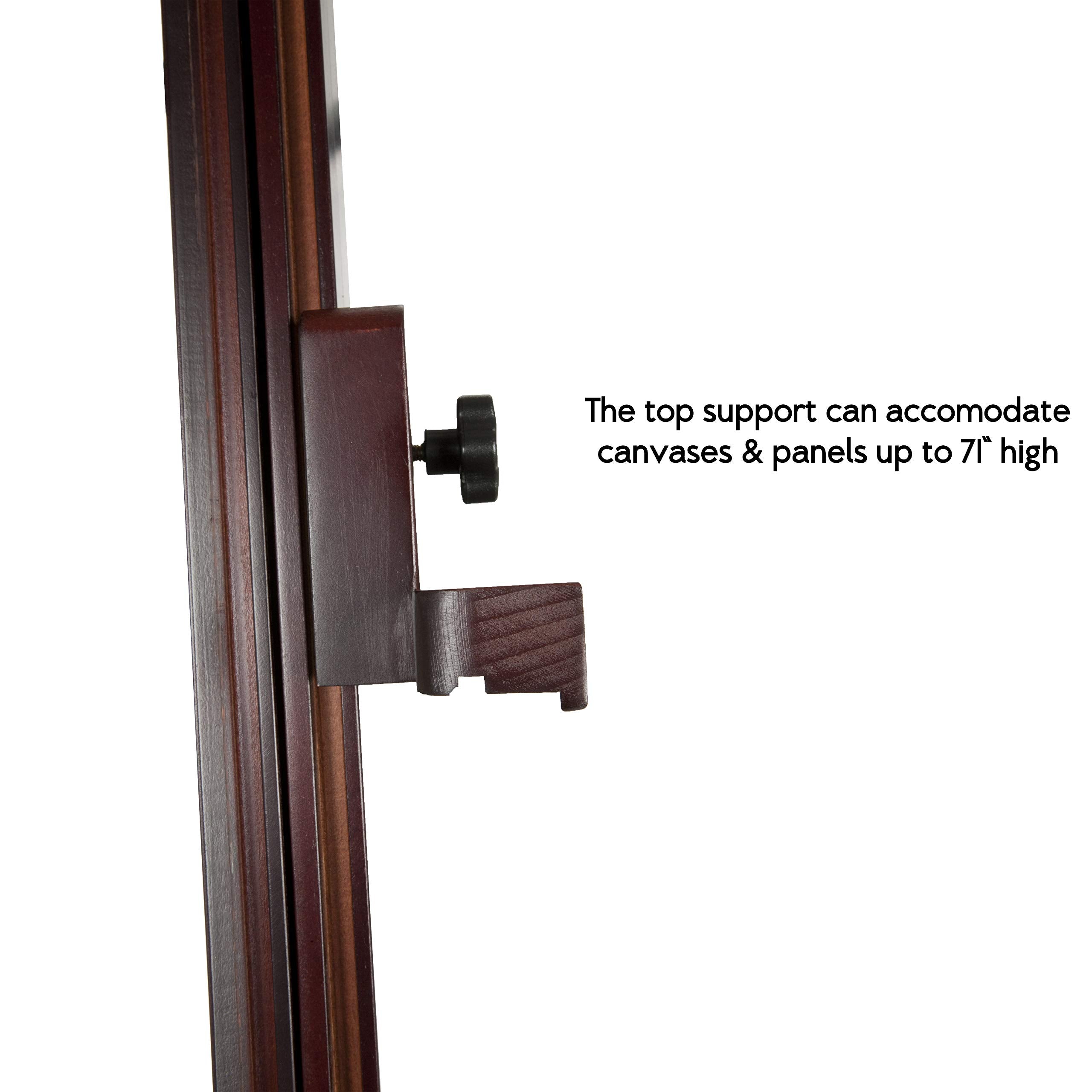SoHo Urban Artist Wooden Easel - H-Frame Studio Easel for Tabletop Easels for Painting & Drawing Desk, Supports Canvases Up to 71", Mahogany Finish, Adjustable with Locking Casters