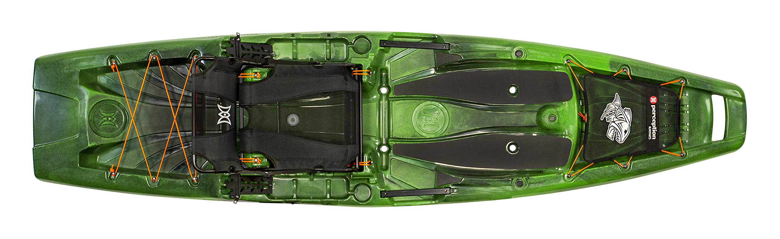 Perception Kayaks Outlaw 11.5 - Sit on Top Fishing Kayak - Fold Away Lawn Chair Seat - 4 Rod Holders - Integrated Tackle Trays - 11.5 ft - Moss Camo