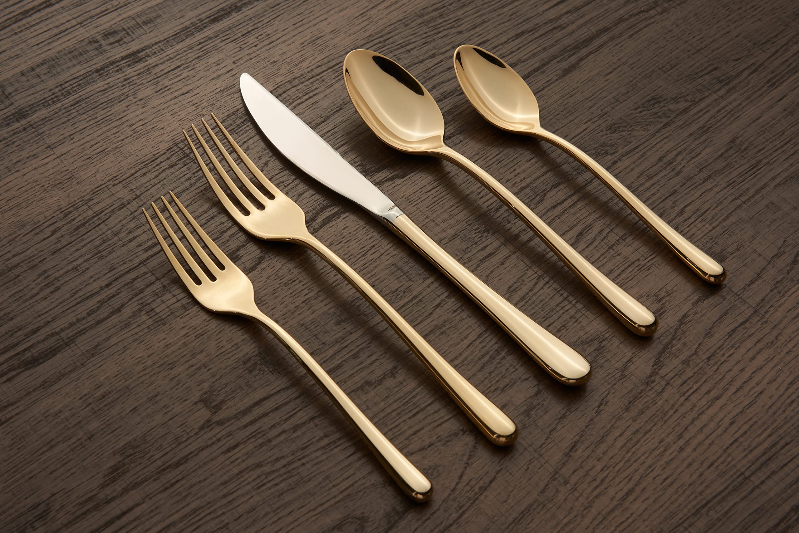 Cambridge Silversmiths Samantha Flatware Collection, 18/10 Stainless Steel, Dishwasher Safe, Gold Mirror, 20-Piece Flatware Set, Service for 4