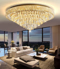 dolria Modern Crystal Large Chandeliers LED Dimmable Flush Mount Ceiling Chandeliers for Living Room High Ceiling Entrance Foyer Bedroom