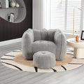 Plush Grey Chenille Bean Bag Chair for Adults | Large Comfy Lounger with Footstool | Ideal for Living Room, Bedroom, Gaming, Reading | 41"x32"x25"