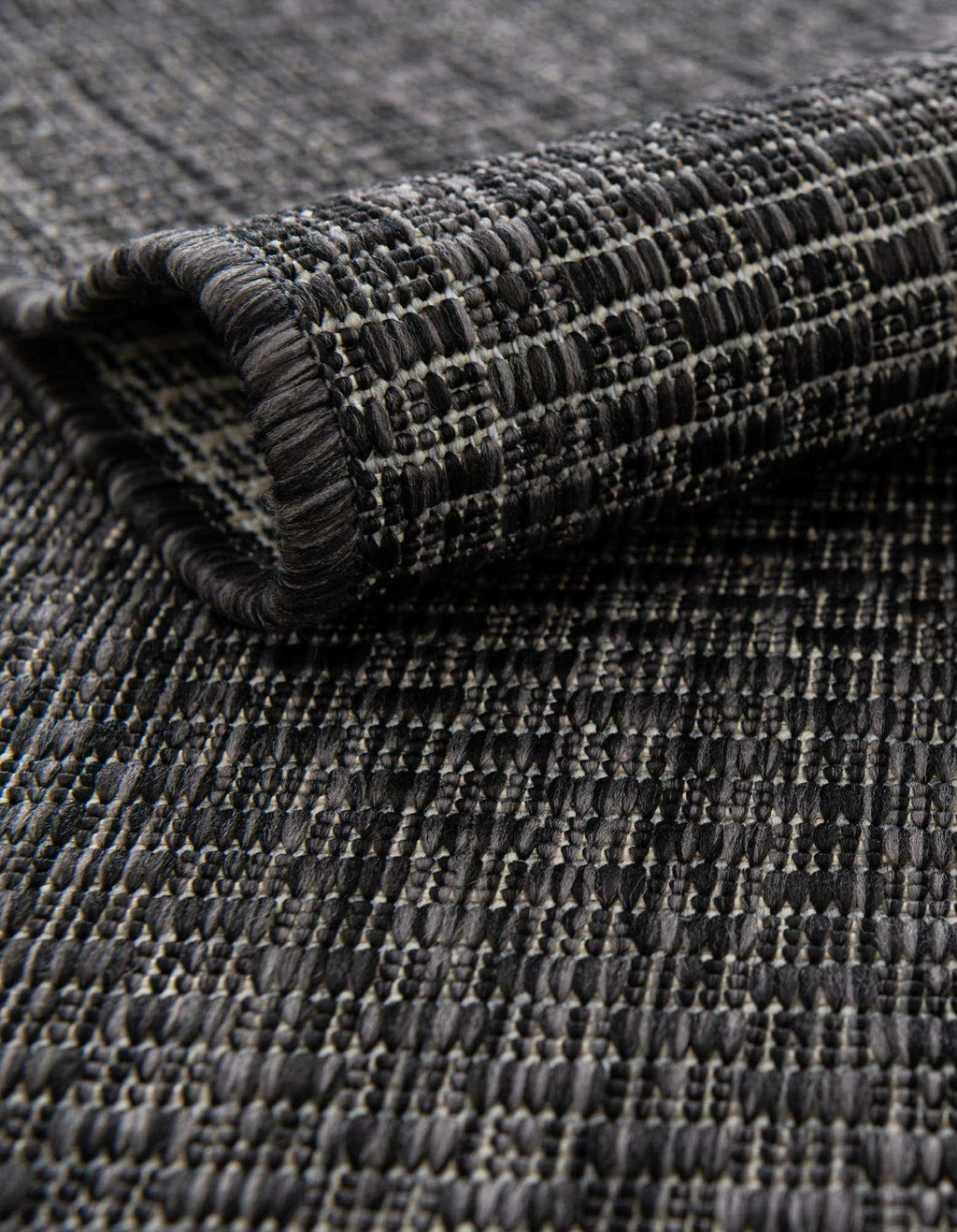 Unique Loom Collection Casual Transitional Solid Heathered Indoor/Outdoor Flatweave Area Rug (13' Round, Black/Ivory)