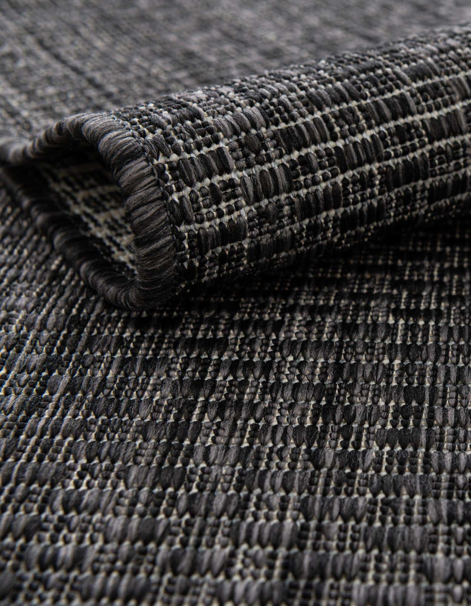 Unique Loom Collection Casual Transitional Solid Heathered Indoor/Outdoor Flatweave Area Rug (13' Round, Black/Ivory)