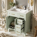 Favfurish 30" Bathroom Vanity with Ceramic Sink, Modern Storage Cabinet with Soft-Close Doors,Deep Drawer & Standard Drawer, Stylish Bath Vanity for Small Bathroom,Easy Assembly,Green