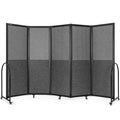 Folding Room Partition,Freestanding Privacy Divider,Portable Office Divider Wall,Commercial Space Partition Screen,Perforated Felt Panel Design,10'6"W x 6'7"H,5 Panel,Dark Grey