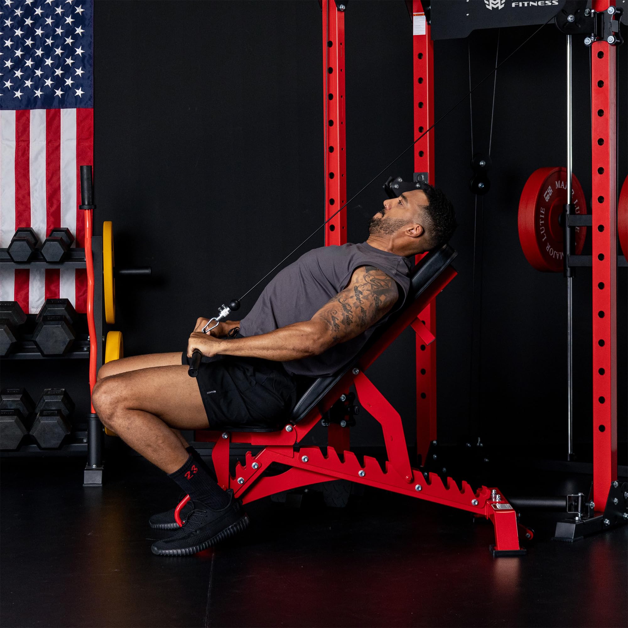 MAJOR FITNESS Adjustable Weight Bench (Elite Version) - 1300LB Capacity, 32 Positions for Strength Training, Bench Press, and Full-Body Workouts for Home or Garage Gym, Red
