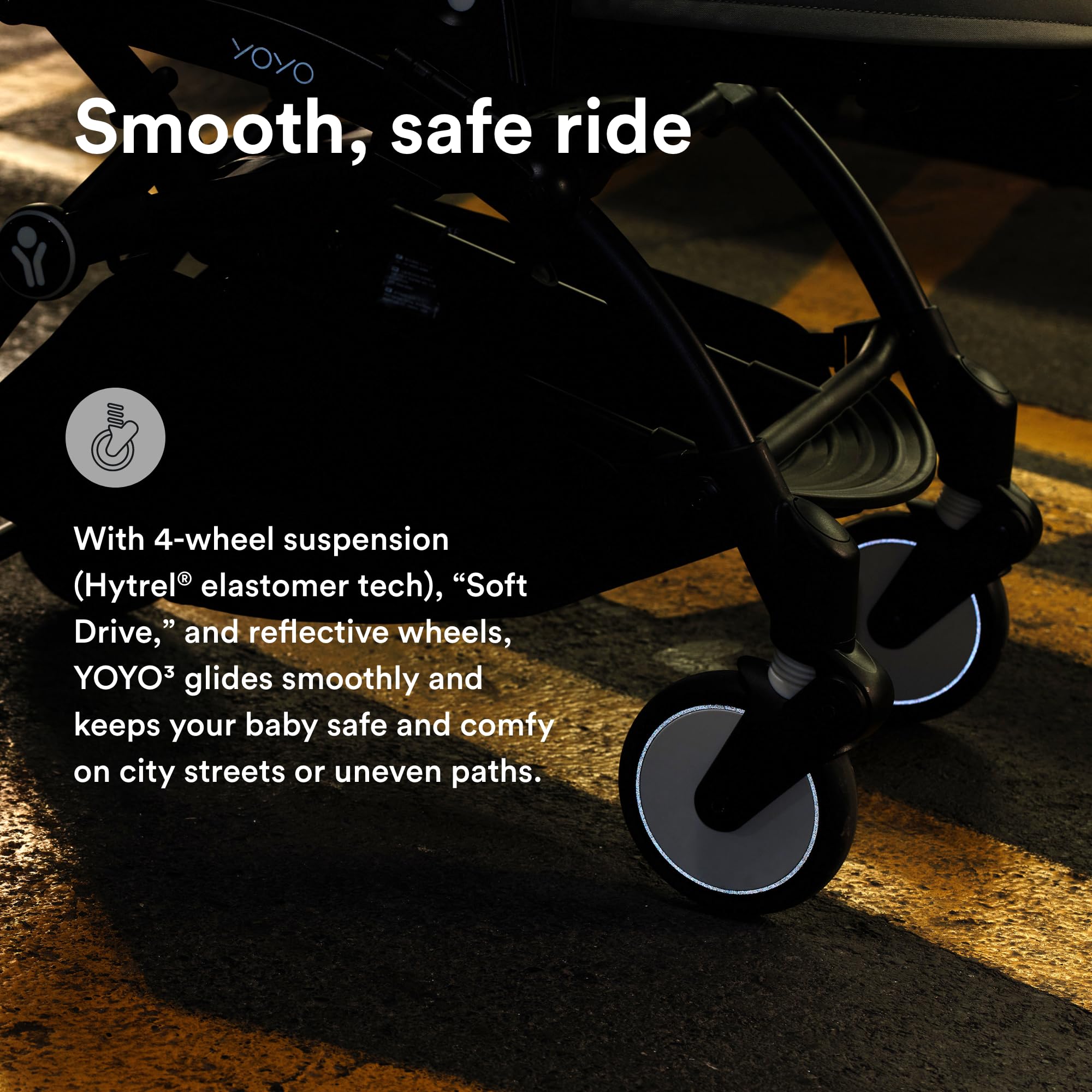 Stokke YOYO3 Stroller from 6 Months - Includes Black Frame/Air France Blue Seat Cushion + Canopy - Folds in & Out in a Flash - Light & Compact - Carry-On Compatible