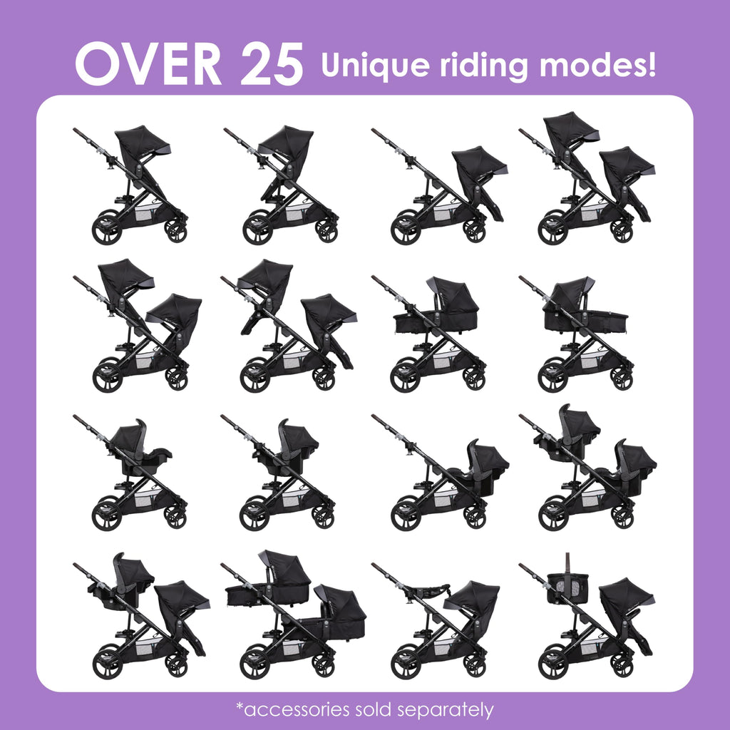 Baby Trend Morph Single to Double Modular Stroller, Dash Black