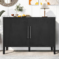 Merax Wood Farmhouse Buffet Sideboard with Metal Handles and 2 Doors, Coffee Bar Storge Cabinet Console Table for Living Room Bedroom Kitchen Hallway Black