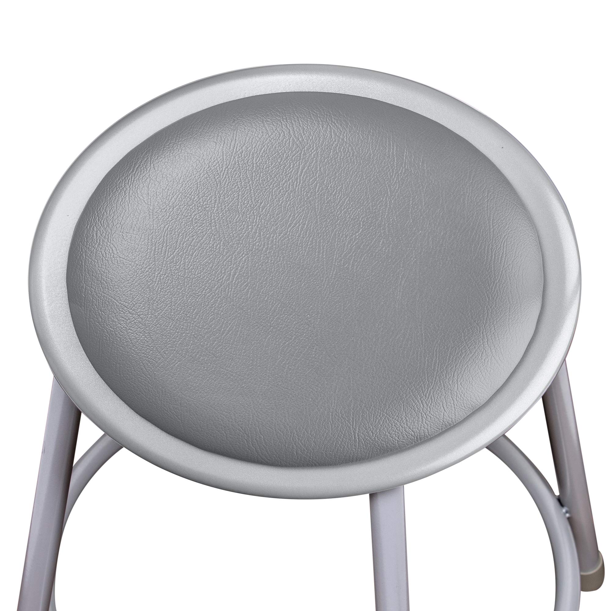 OEF Furnishings OEF6430HB/2 Premium Commercial-Grade All-Purpose Round Stool with Backrest (Height-Adjustable, 30–38 inch Range, Gray Frame, Vinyl Padded Seat, 2-Pack)