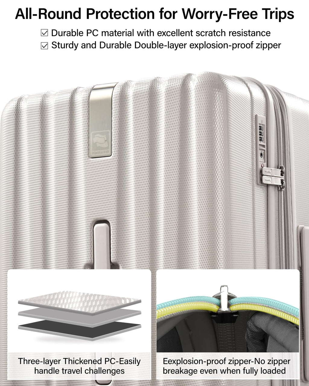Hanke 29 Inch Plus Expandable Luggage Large Suitcases with Wheels,Checked Luggage Hard Shell Suitcases, PC Trunk Luggage Extra Large Suitcase with Lock for Women Men(Ivory White)
