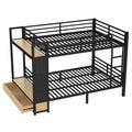 Bellemave Bunk Bed Queen Over Queen,Metal Bunk Bed with Shelf and Guardrails,Queen Bunk beds with Storage Drawers and Clothes Hooks for Kids, Teens & Adults（Black）
