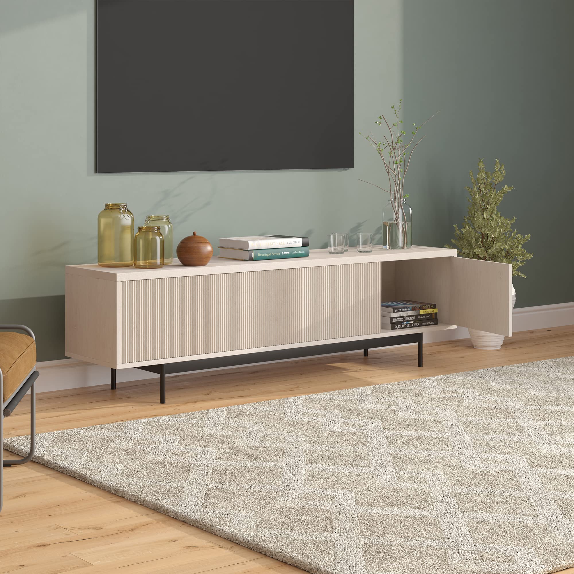 Henn&Hart Whitman, 70'' Rectangular TV Stand, Alder White