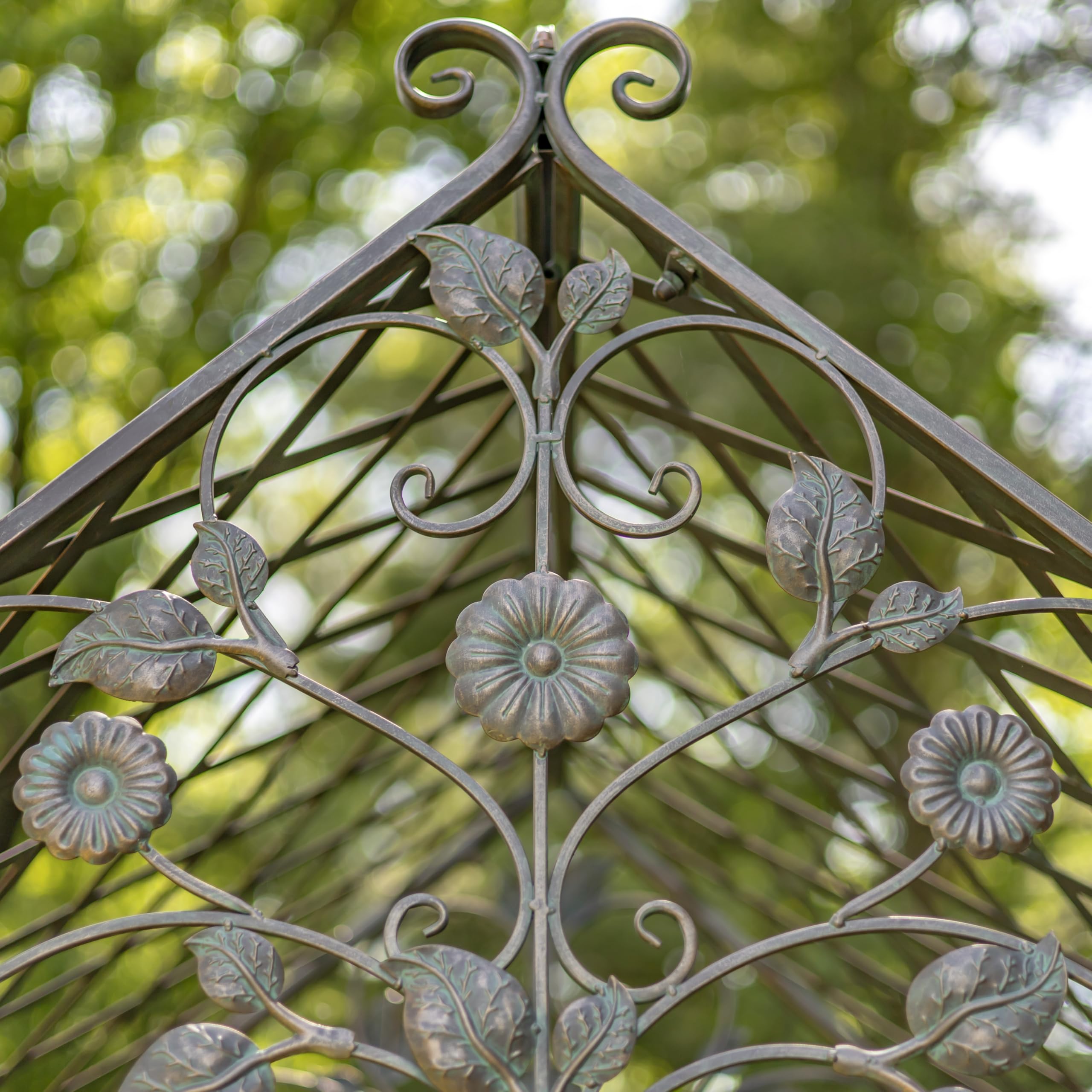 9.5ft T Iron Garden Arch with Embellished Trellis London 1820" (Antique Bronze)