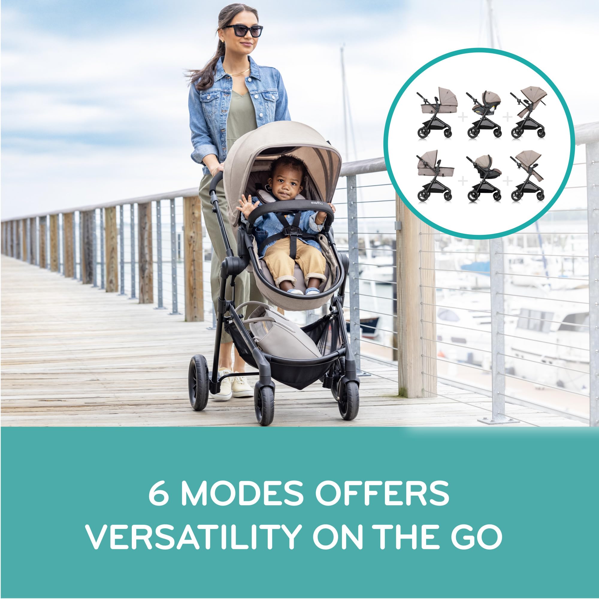 Evenflo Pivot Modular Travel System with LiteMax Preemie and Infant Car Seat (Dusty Rose Pink)