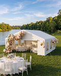20x40 FT Heavy Duty Party Tent, Galvanized Steel Outdoor Canopy with Mesh Screen & Roll-Up Dual Doors, Waterproof Wedding Event Shelter, Removable Sidewalls & Windows